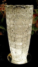 BEAUTIFUL CZECH CUT CRYSTAL VASE QUEENS LACE