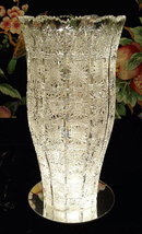 BEAUTIFUL CZECH CUT CRYSTAL VASE QUEENS LACE