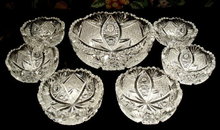 CZECH VINTAGE CUT CRYSTAL 7 pc BERRY SET #186