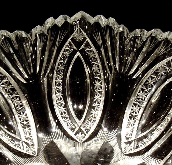 CZECH ART DECO CUT CRYSTAL 7 pc BERRY SET #187