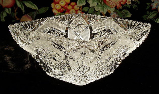 CZECH ART DECO CUT CRYSTAL BOWL #188