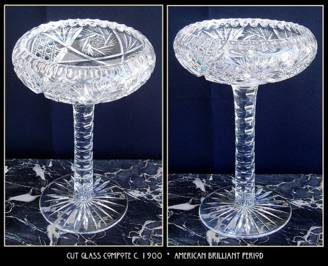 CUT GLASS COMPOTE AMERICAN BRILLIANT PERIOD #62