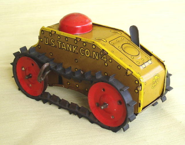 US ARMY WIND UP TANK #4 TIN TOY MARX c.1930's