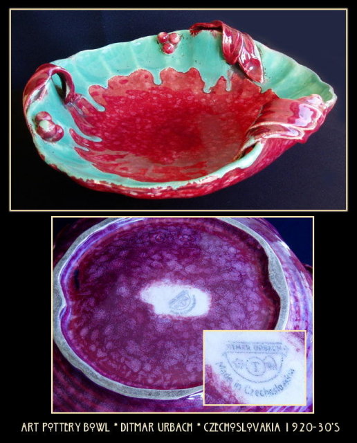 CZECH ART POTTERY D. URBACH BOWL 1930's