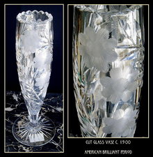 CUT GLASS VASE AMERICAN BRILLIANT PERIOD #63