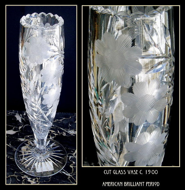 CUT GLASS VASE AMERICAN BRILLIANT PERIOD #63