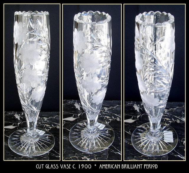 CUT GLASS VASE AMERICAN BRILLIANT PERIOD #63