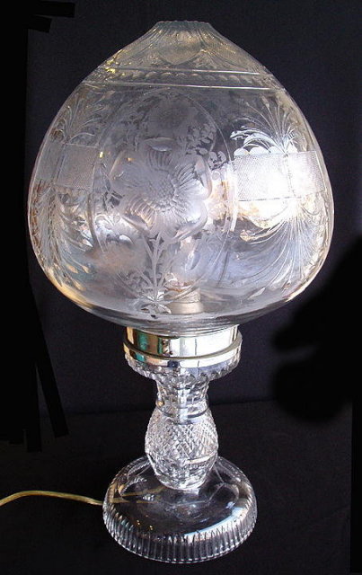 AMERICAN CUT GLASS TABLE LAMP PAIRPOINT? #64