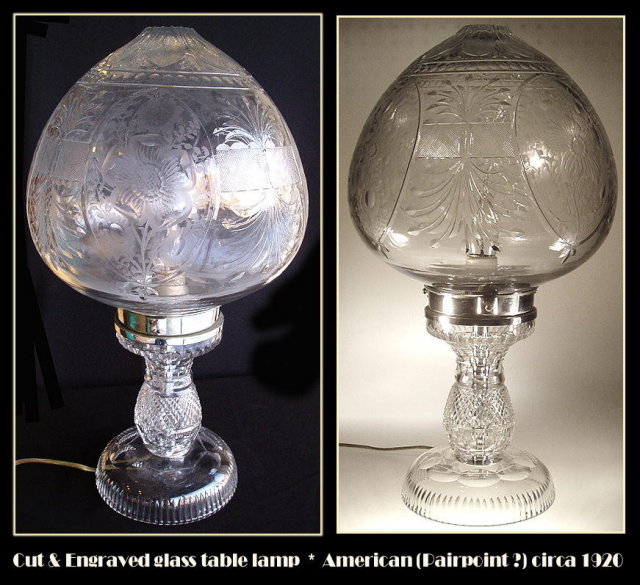 AMERICAN CUT GLASS TABLE LAMP PAIRPOINT? #64