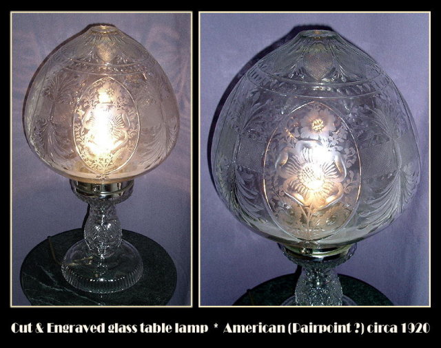AMERICAN CUT GLASS TABLE LAMP PAIRPOINT? #64