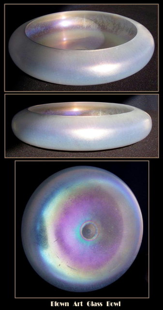 RARE IRIDESCENT OPALINE GLASS BOWL #67