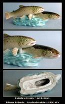 CZECH VINTAGE D. URBACH POTTERY RAINBOW TROUTS