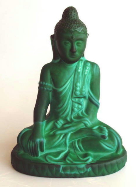 CZECH 1930's MALACHITE COLOR GLASS BUDDHA
