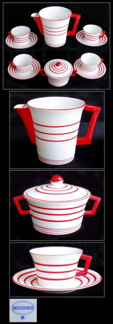 OUTSTANDING ART DECO 11 pc COFFEE SET MEISSEN
