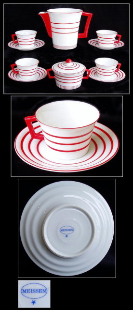 OUTSTANDING ART DECO 11 pc COFFEE SET MEISSEN