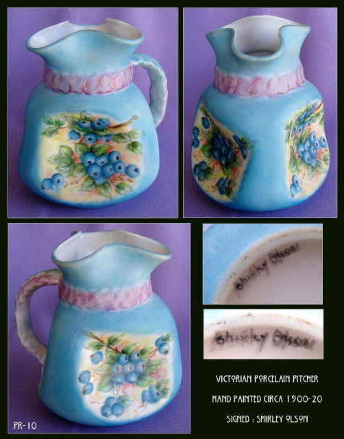 ANTIQUE HAND PAINTED PORCELAIN PITCHER PR-10