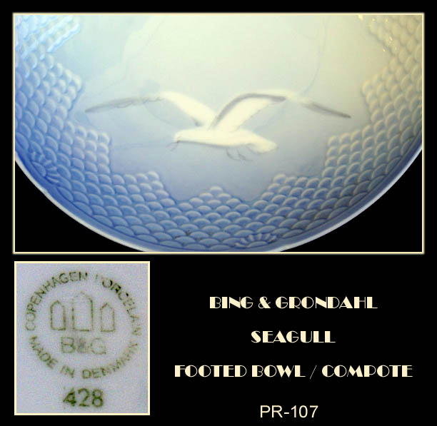 SCARCE BING & GRONDAHL FOOTED SEAGULL BOWL /