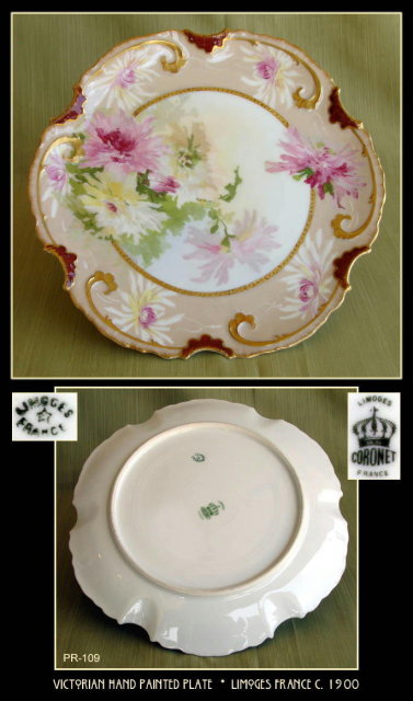 ANTIQUE LIMOGES HAND PAINTED PLATE PR109