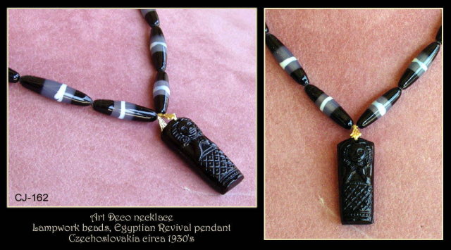 ART DECO LAMPWORK BEAD / PENDANT NECKLACE CJ162