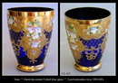 VINTAGE CZECH COBALT BLUE ENAMELED GLASS VASE