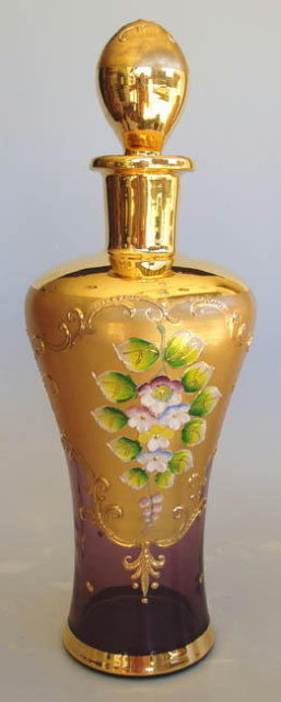 CZECH 1930's ENAMELED AMETHYST GLASS LIQUEUR