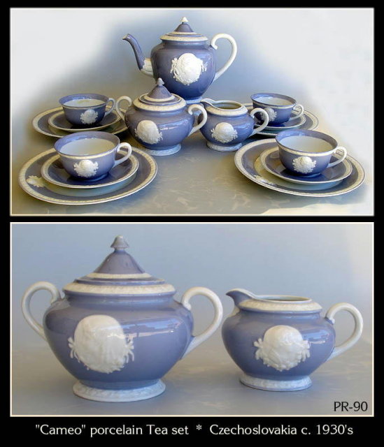 VINTAGE 1930's CZECHOSLOVAKIA 17pc CAMEO TEA