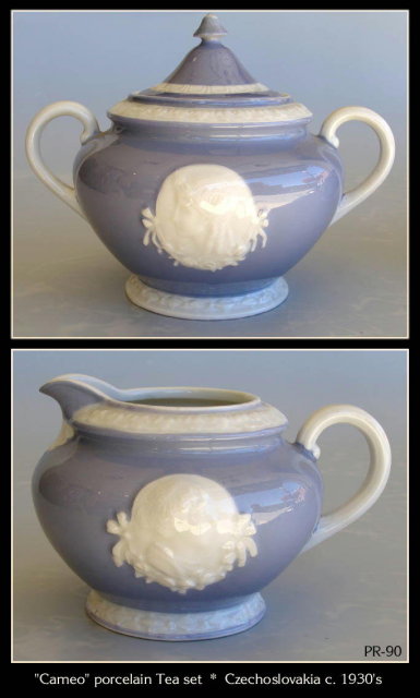 VINTAGE 1930's CZECHOSLOVAKIA 17pc CAMEO TEA