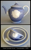 VINTAGE 1930's CZECHOSLOVAKIA 17pc CAMEO TEA