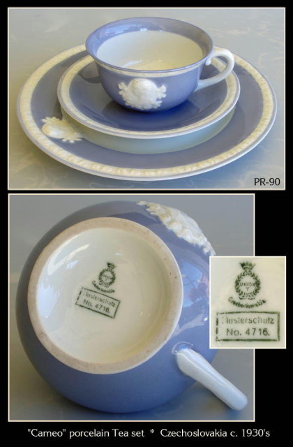 VINTAGE 1930's CZECHOSLOVAKIA 17pc CAMEO TEA