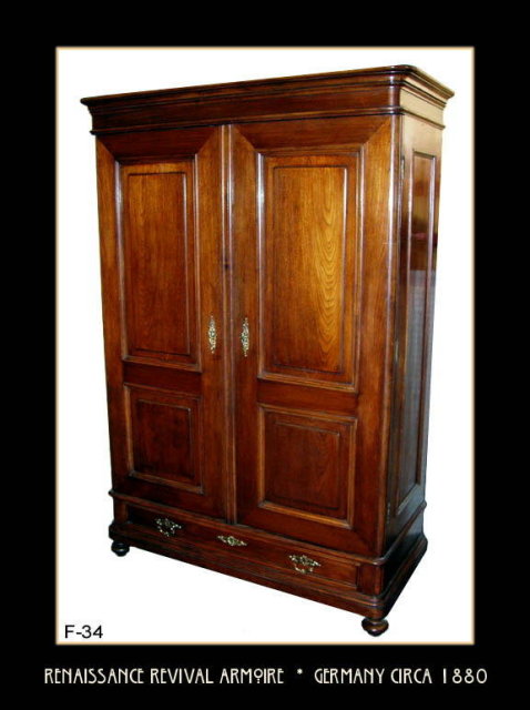 RENAISSANCE REVIVAL WALNUT ARMOIRE GERMANY