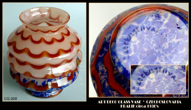 CZECH ART DECO GLASS VASE KRALIK c.1920-30 CG208