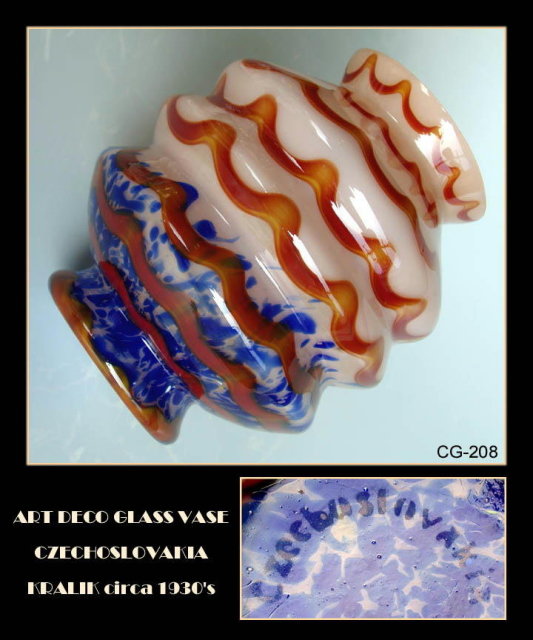 CZECH ART DECO GLASS VASE KRALIK c.1920-30 CG208