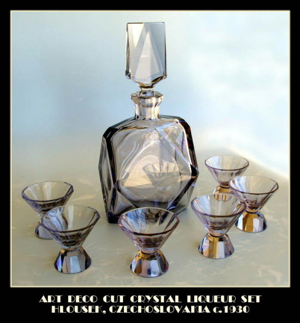 CUT & ENGRAVED 7 PC LIQUEUR SET HLOUSEK