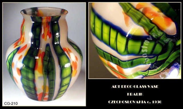 CZECH c.1930 ART DECO GLASS VASE KRALIK