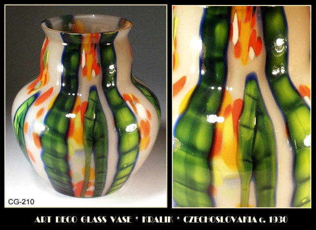 CZECH c.1930 ART DECO GLASS VASE KRALIK