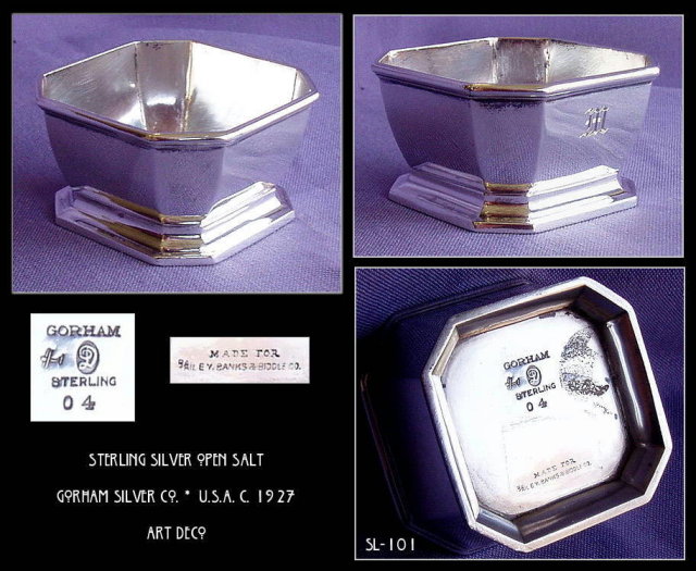 GORHAM STERLING SILVER OPEN SALT CELLAR 1927