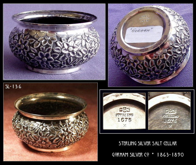 RARE GORHAM STERLING SILVER OPEN SALT CELLAR 1890