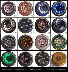 14 ANTIQUE 2pc GLASS / METAL DUG BUTTONS #168-84