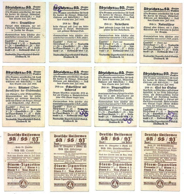 SET OF 12 GERMAN CIGARETTE CARDS c. 1930's P110