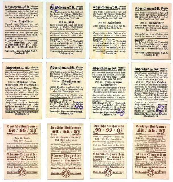 SET OF 12 GERMAN CIGARETTE CARDS c. 1930's P110