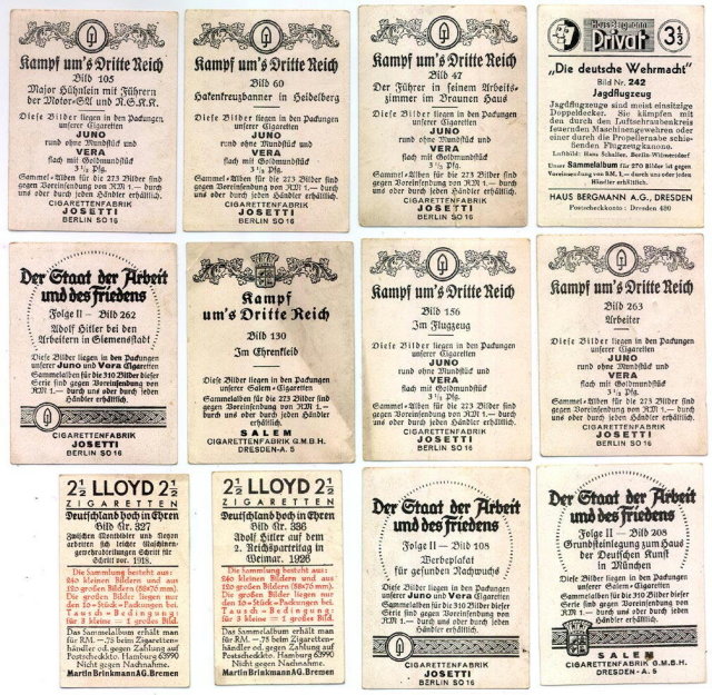 SET OF 12 GERMAN CIGARETTE CARDS c. 1930's P111