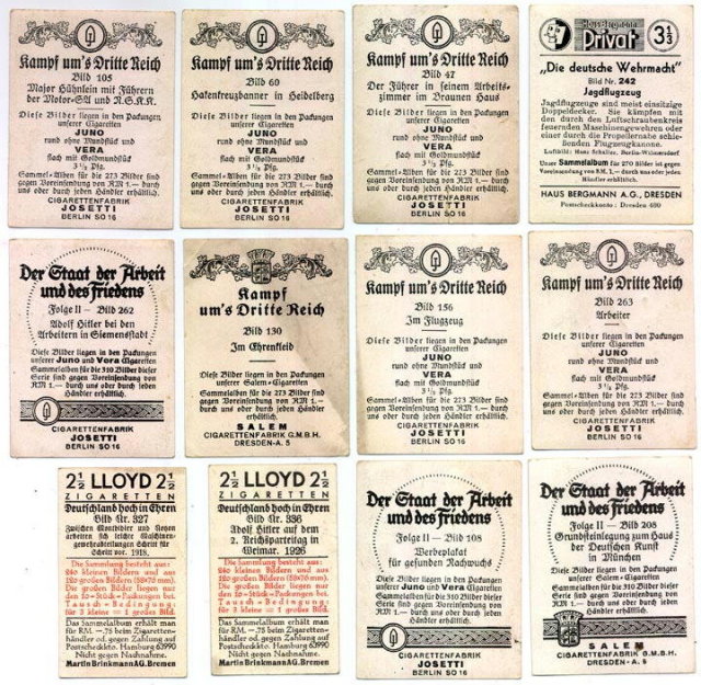 SET OF 12 GERMAN CIGARETTE CARDS c. 1930's P111