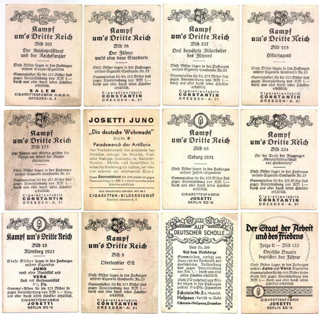 SET OF 12 GERMAN CIGARETTE CARDS c. 1930's P114