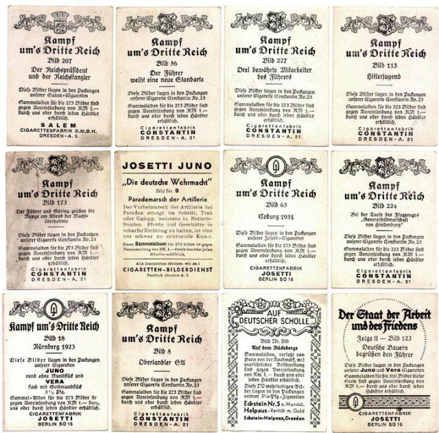 SET OF 12 GERMAN CIGARETTE CARDS c. 1930's P114