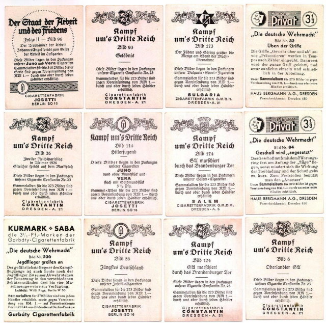SET OF 12 GERMAN CIGARETTE CARDS c. 1930's P115