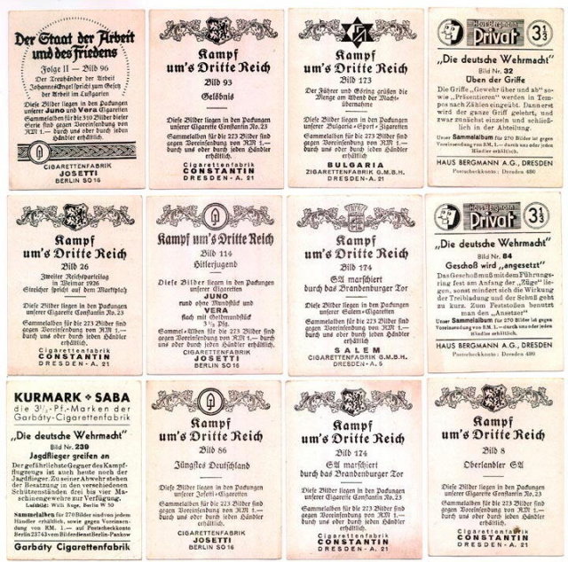 SET OF 12 GERMAN CIGARETTE CARDS c. 1930's P115