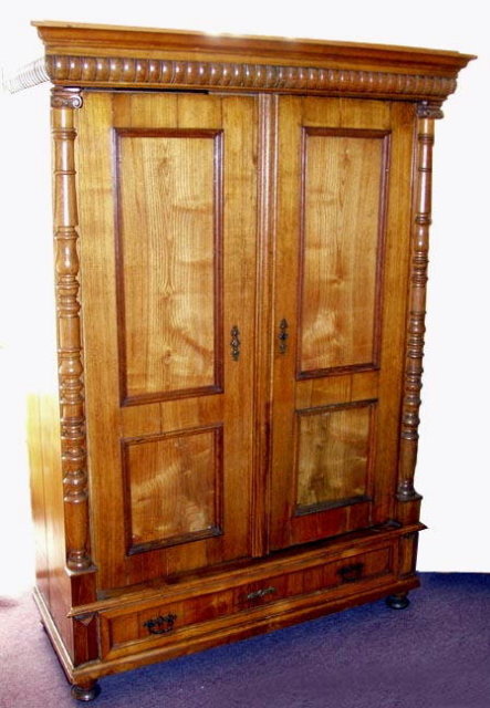 RENAISSANCE REVIVAL POPLAR / ASH ARMOIRE c.1900