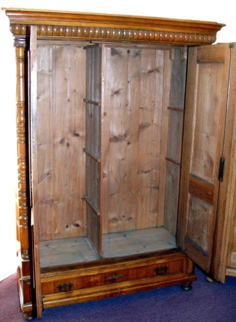 RENAISSANCE REVIVAL POPLAR / ASH ARMOIRE c.1900