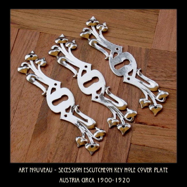 4 ART NOUVEAU ESCUTCHEON KEY HOLE COVER PLATES