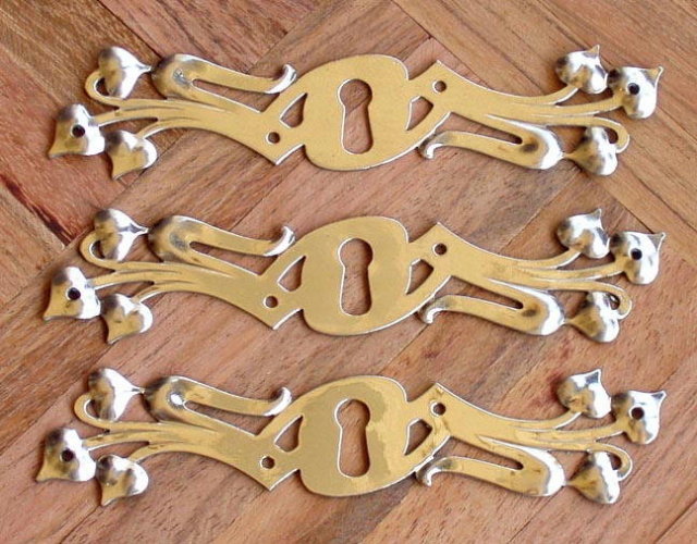 4 ART NOUVEAU ESCUTCHEON KEY HOLE COVER PLATES